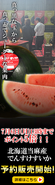 北海道当麻産でんすけすいか(西瓜)秀品3Lサイズ