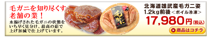北海道雄武産毛ガニ1.2kg