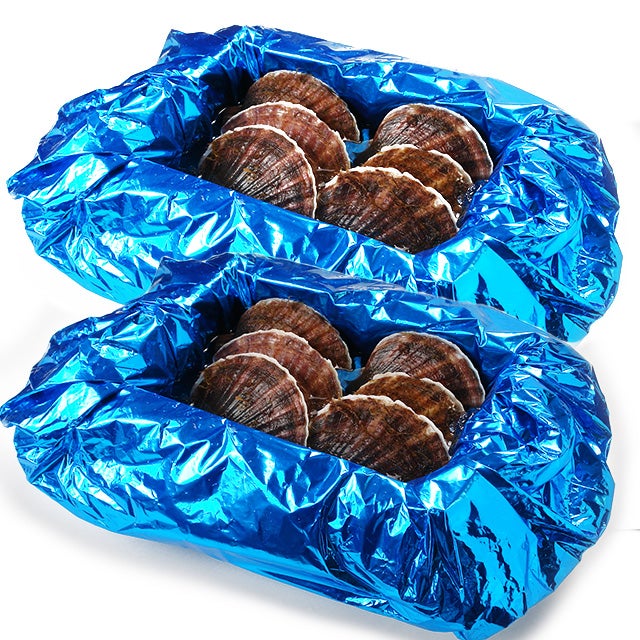 北海道野付産「活」ホタテ4kg箱(特大11枚前後)＜生冷蔵＞